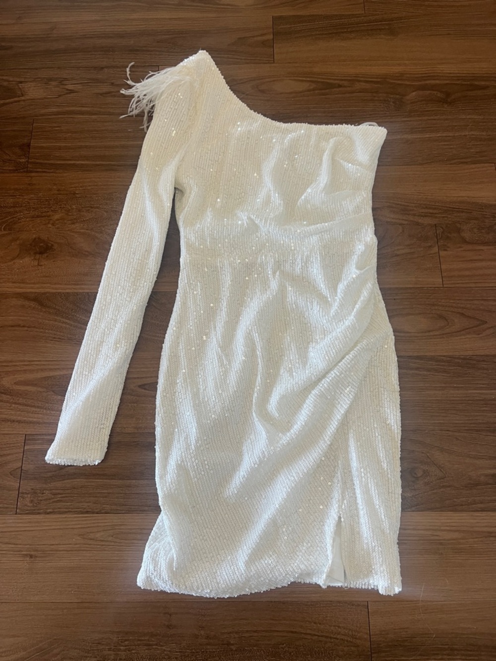 Windsor One-Shoulder White Sequin Mini Dress